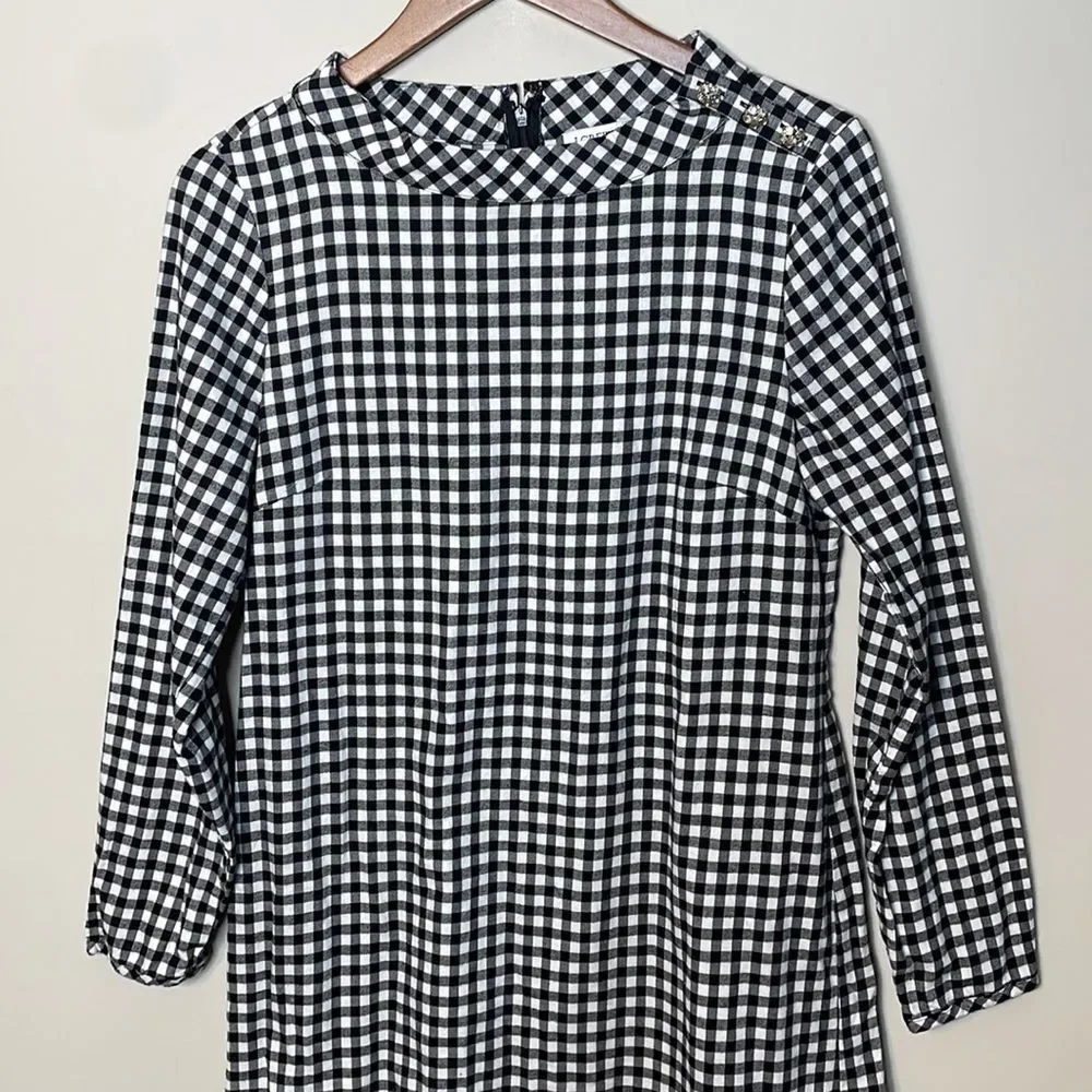 J. Crew Long-sleeve flannel funnelneck dress Size Small